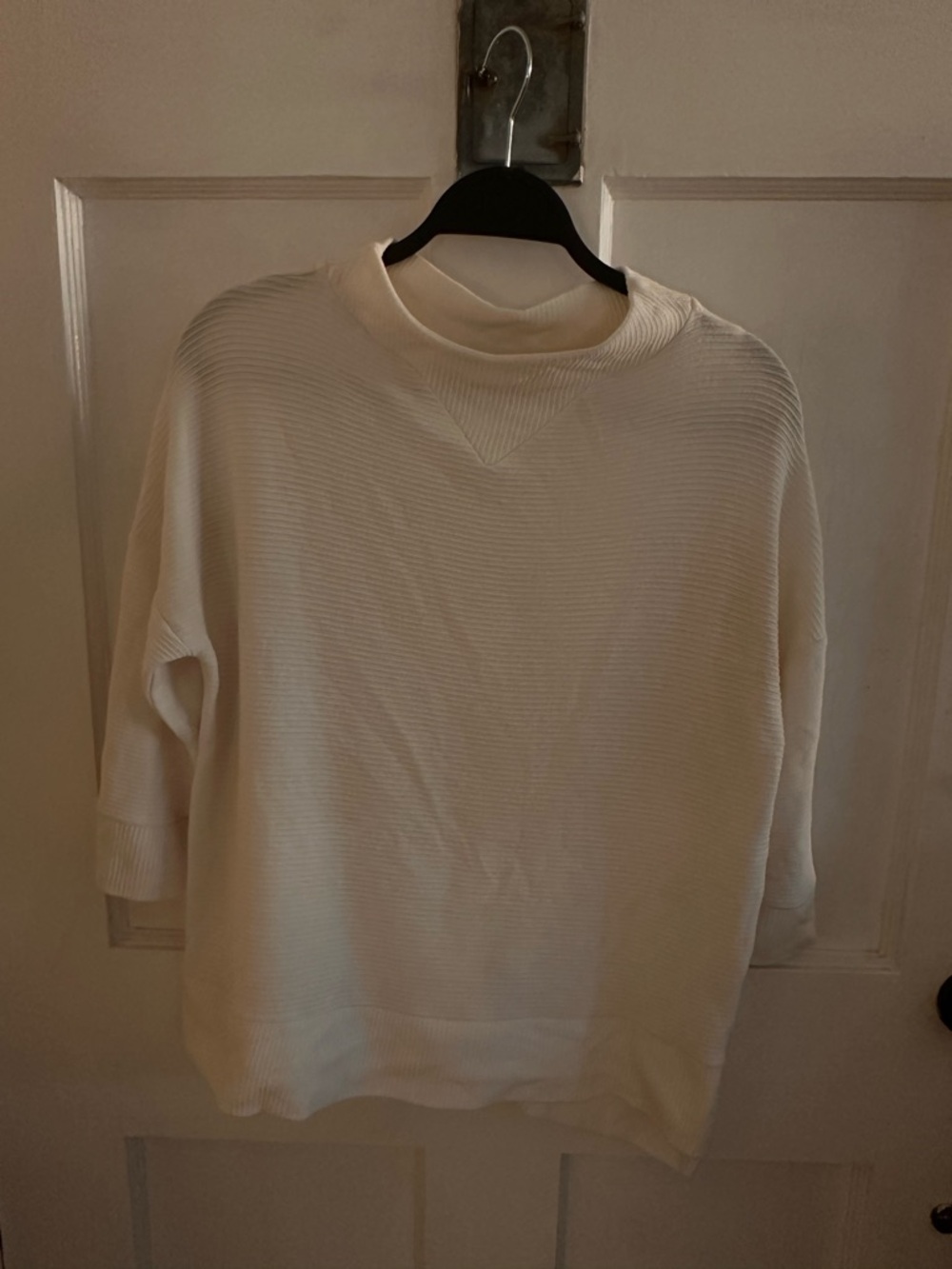 French Connection Men's Cream Ribbed Crewneck Sweater